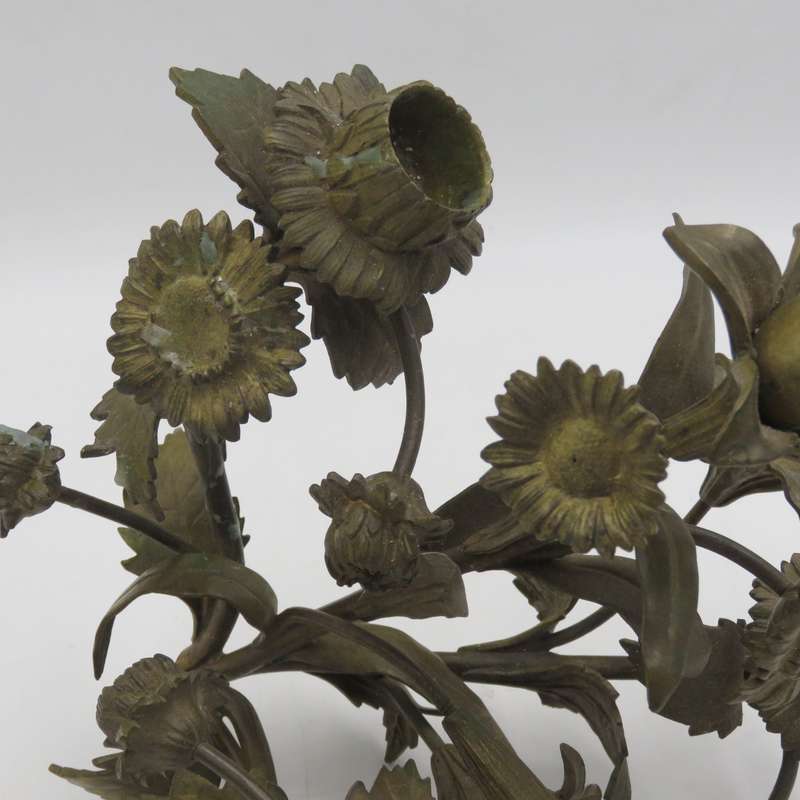 Vintage brass flower bouquet candle holder