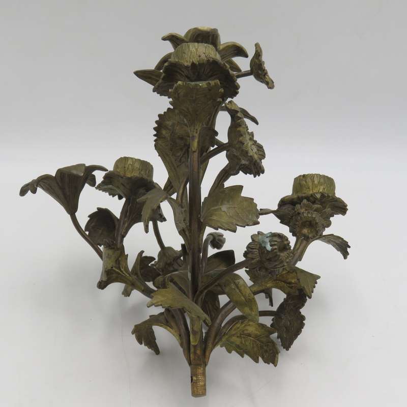 Vintage brass flower bouquet candle holder
