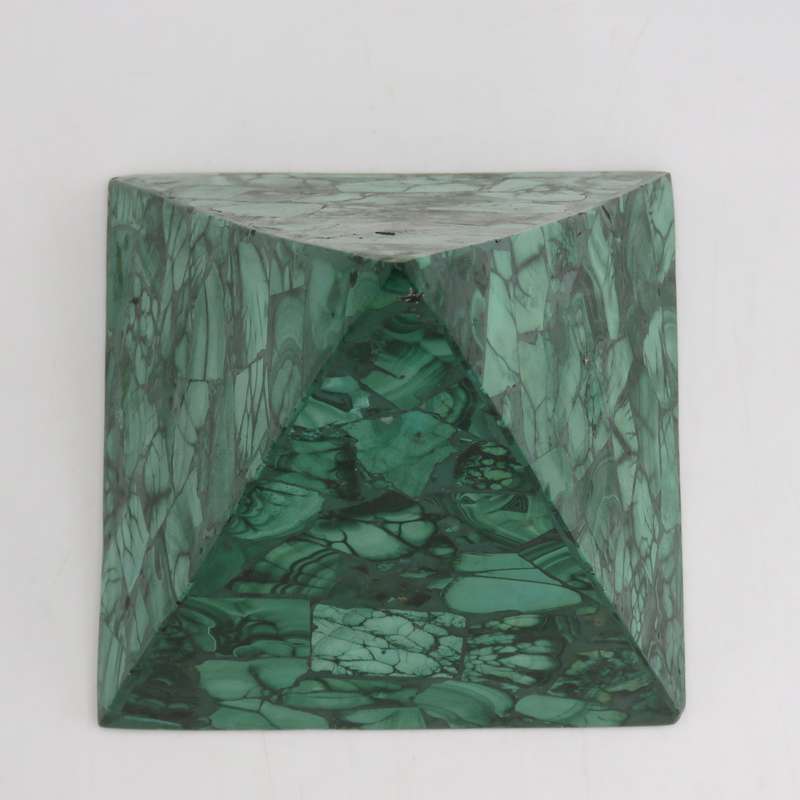 VIntage Malachite stone pyramid sculpture