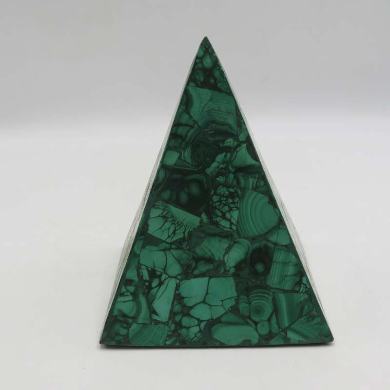 VIntage Malachite stone pyramid sculpture