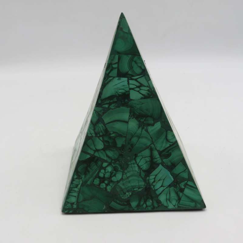 VIntage Malachite stone pyramid sculpture
