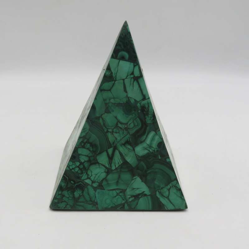 VIntage Malachite stone pyramid sculpture