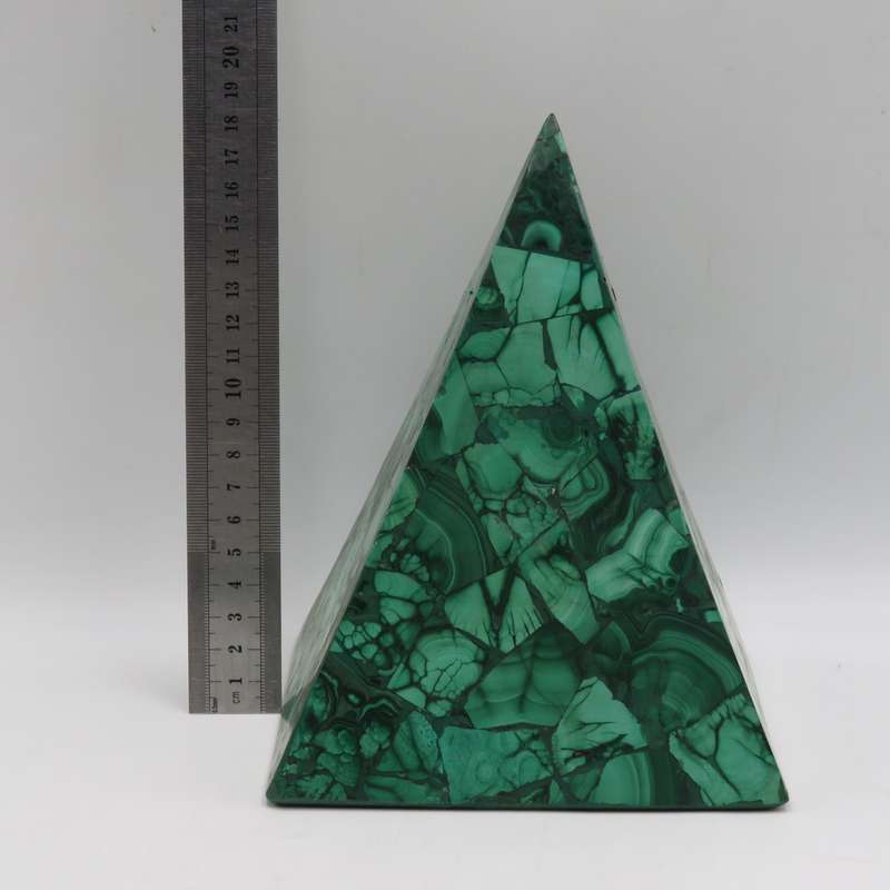 VIntage Malachite stone pyramid sculpture