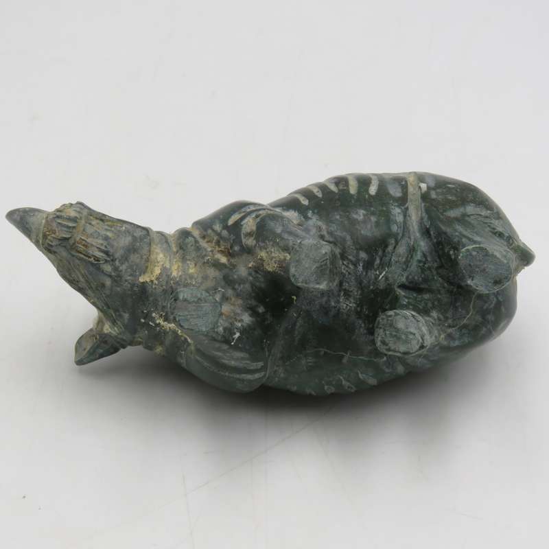 Vintage Green Serpentine stone rhino sculpture