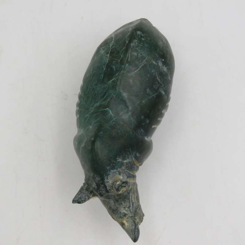 Vintage Green Serpentine stone rhino sculpture