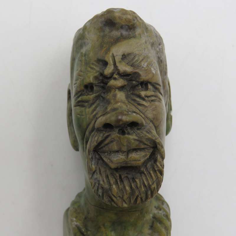 Caleb Samhere Green Opal stone African man carving
