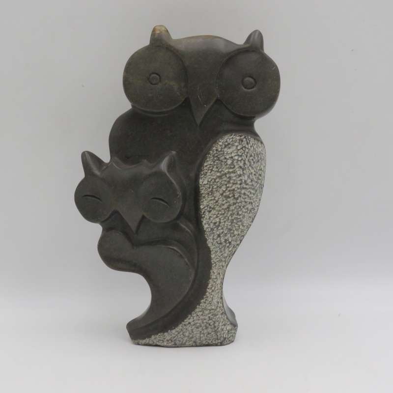 Vintage green Opal stone owl carving