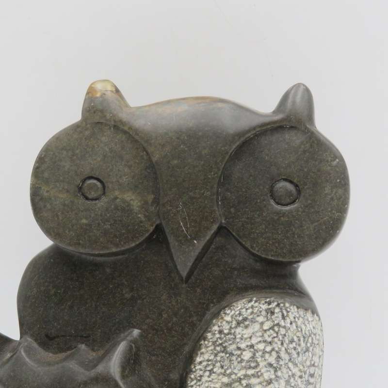 Vintage green Opal stone owl carving