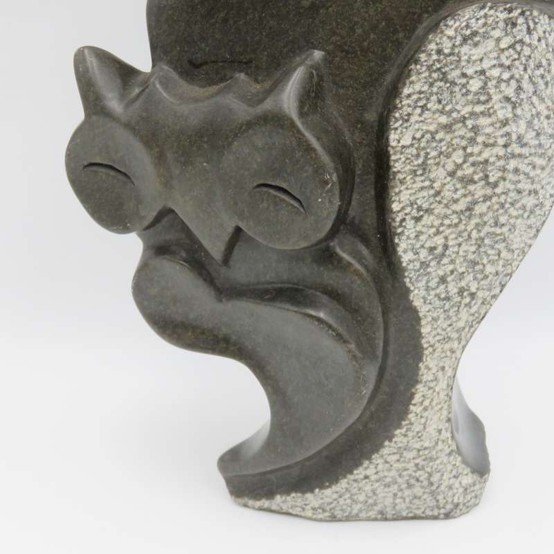Vintage green Opal stone owl carving