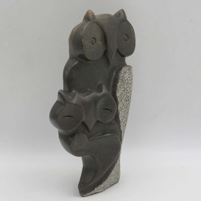 Vintage green Opal stone owl carving