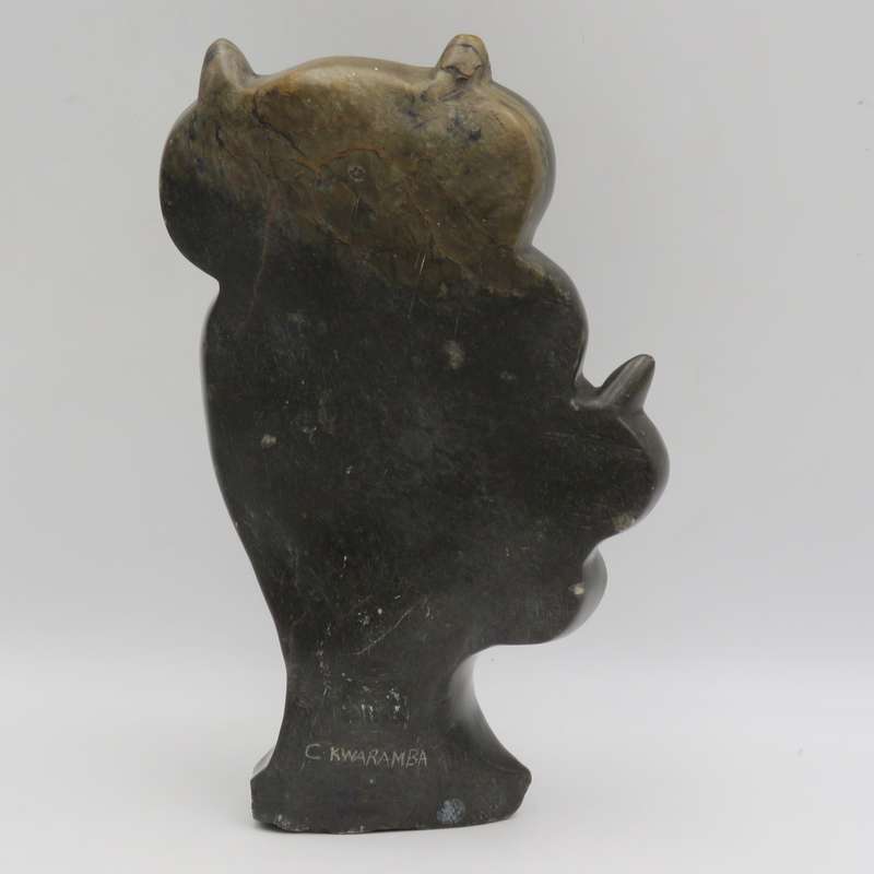 Vintage green Opal stone owl carving