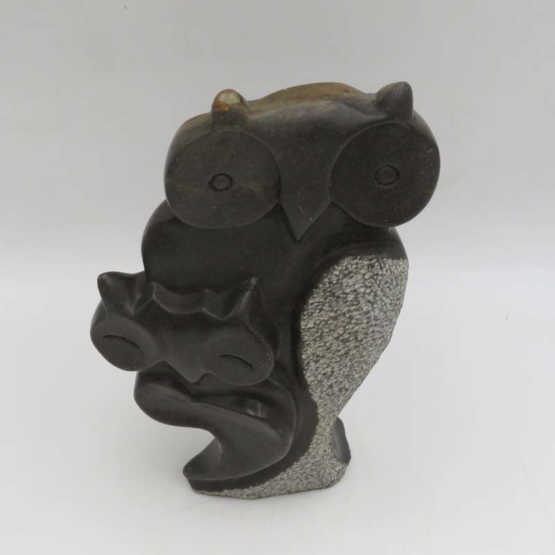 Vintage green Opal stone owl carving
