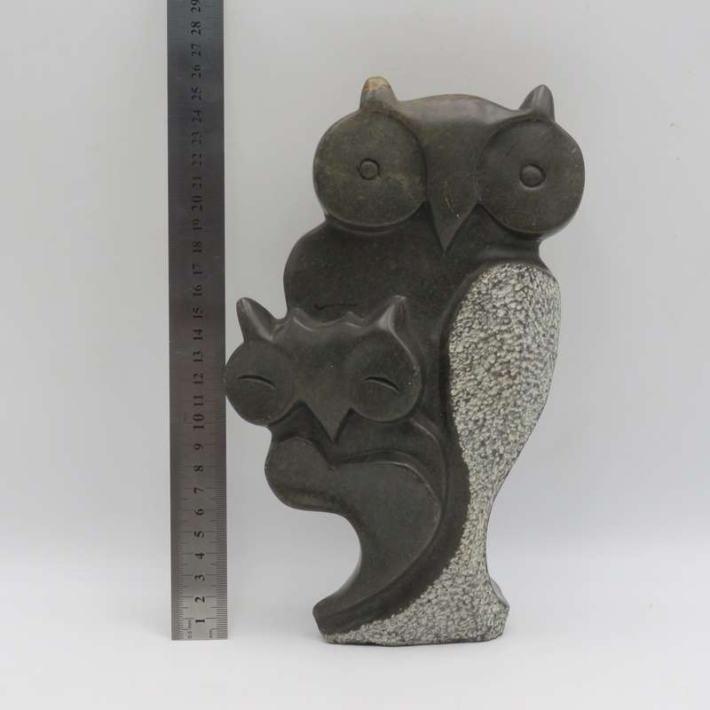 Vintage green Opal stone owl carving