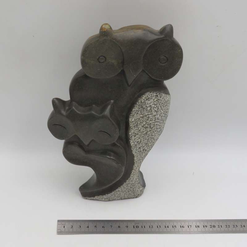 Vintage green Opal stone owl carving