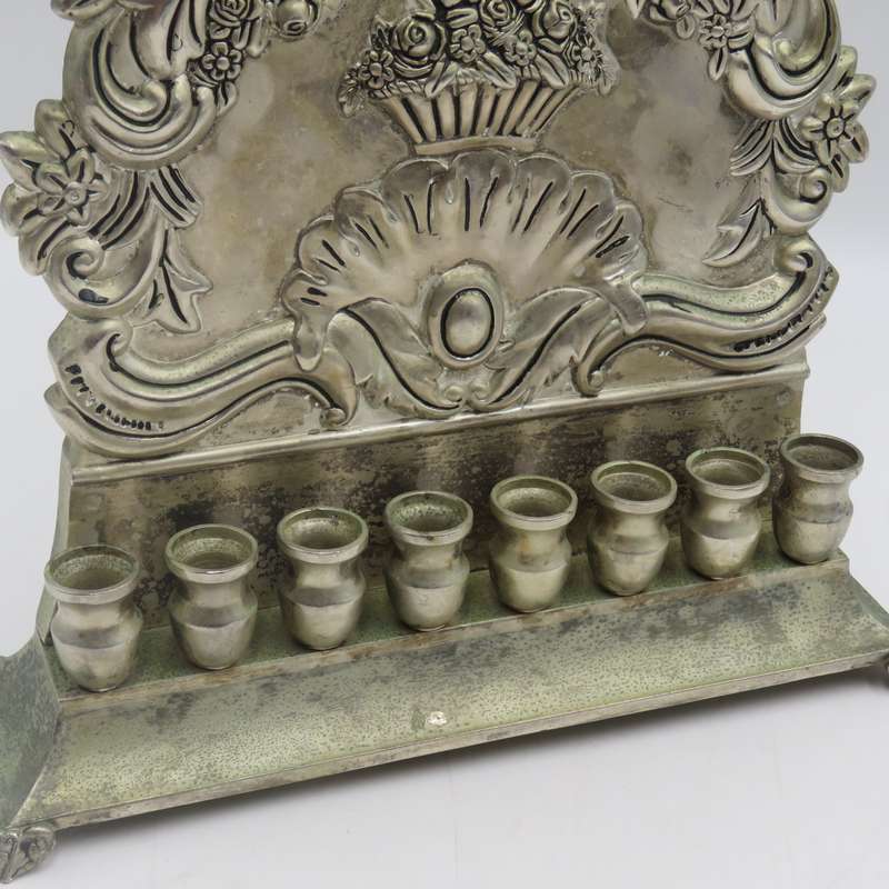 Vintage Hanukkah Menorah with 8 candles and Royal crown - including one shamash