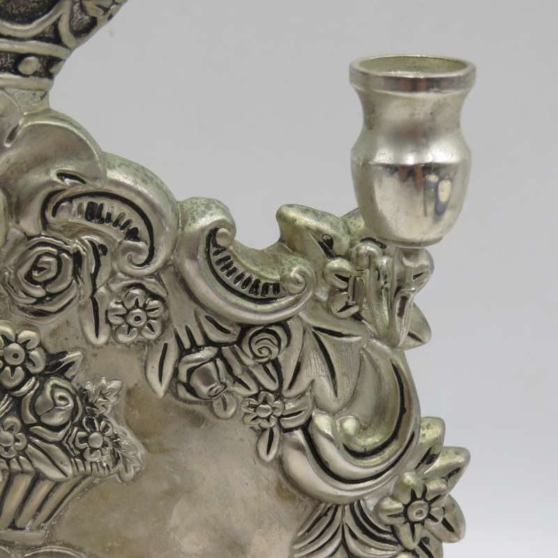 Vintage Hanukkah Menorah with 8 candles and Royal crown - including one shamash