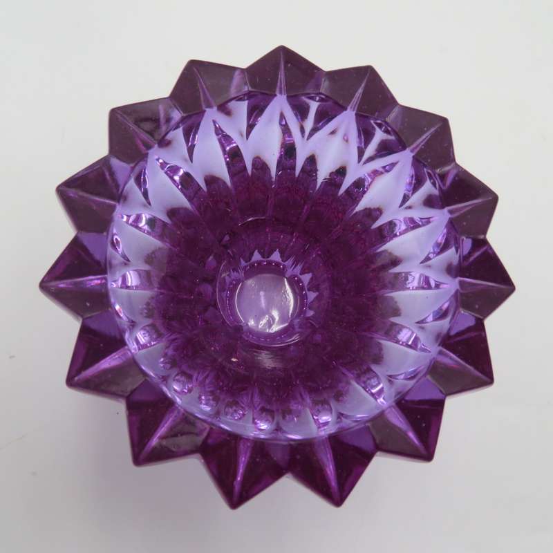 Pair of beautiful Lilas crystal candle holders in box