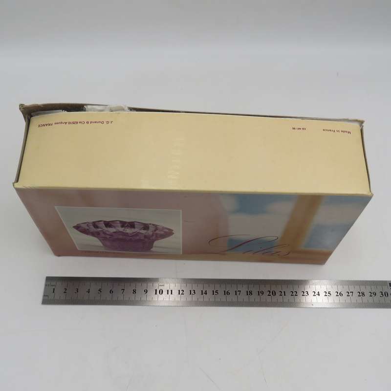 Pair of beautiful Lilas crystal candle holders in box