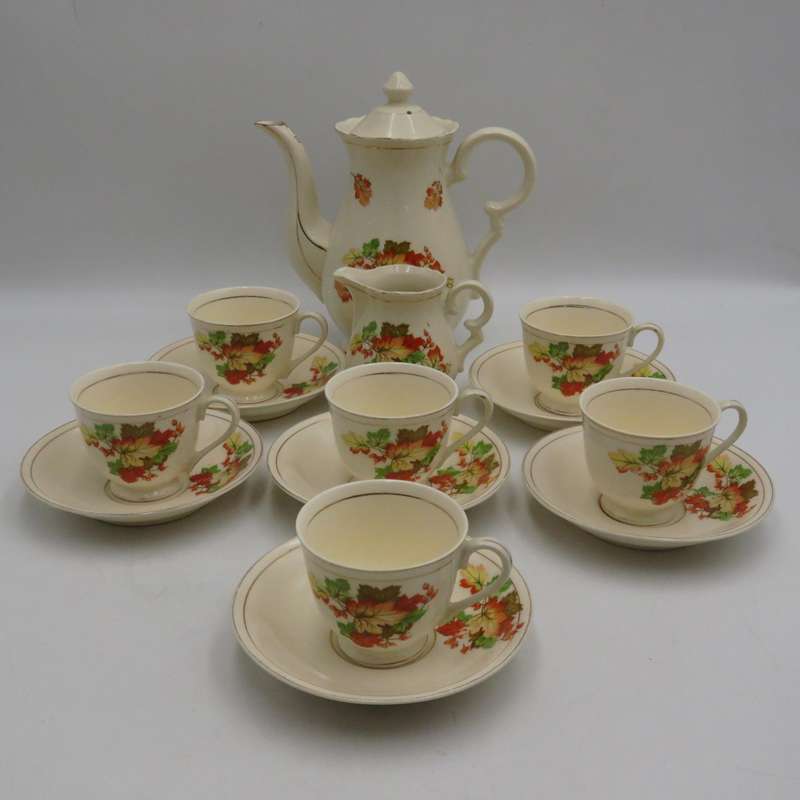 Set of 6 Duo's with milk pot and tea pot #759