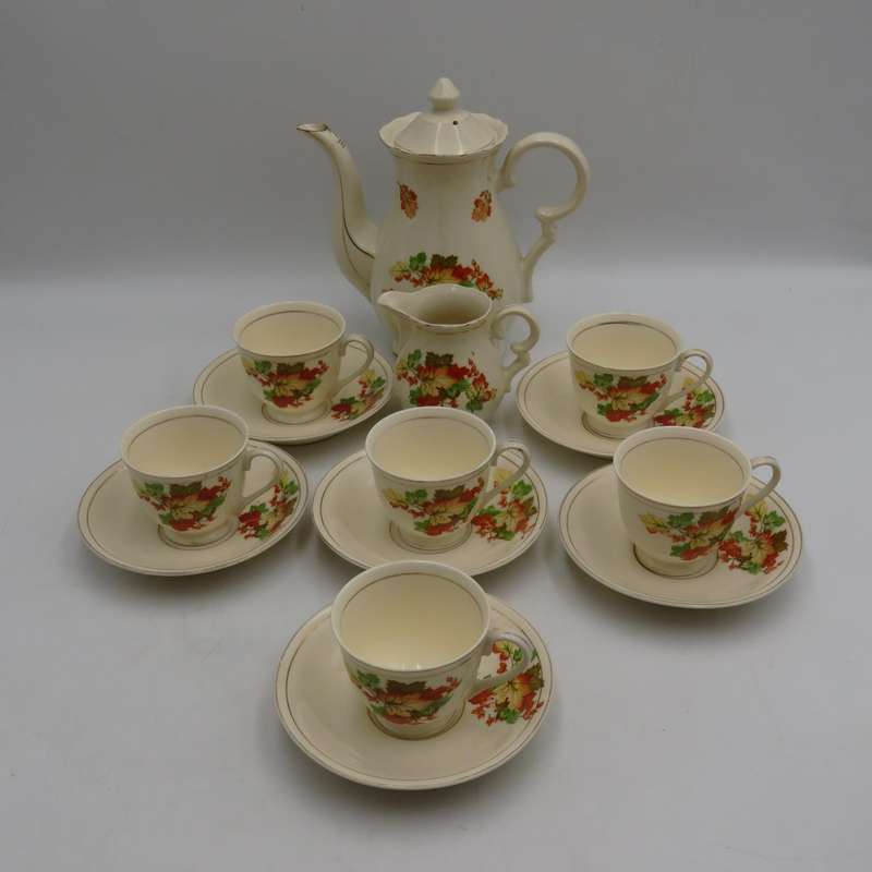 Set of 6 Duo's with milk pot and tea pot #759