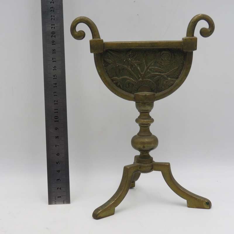 Antique brass stand for fire tools