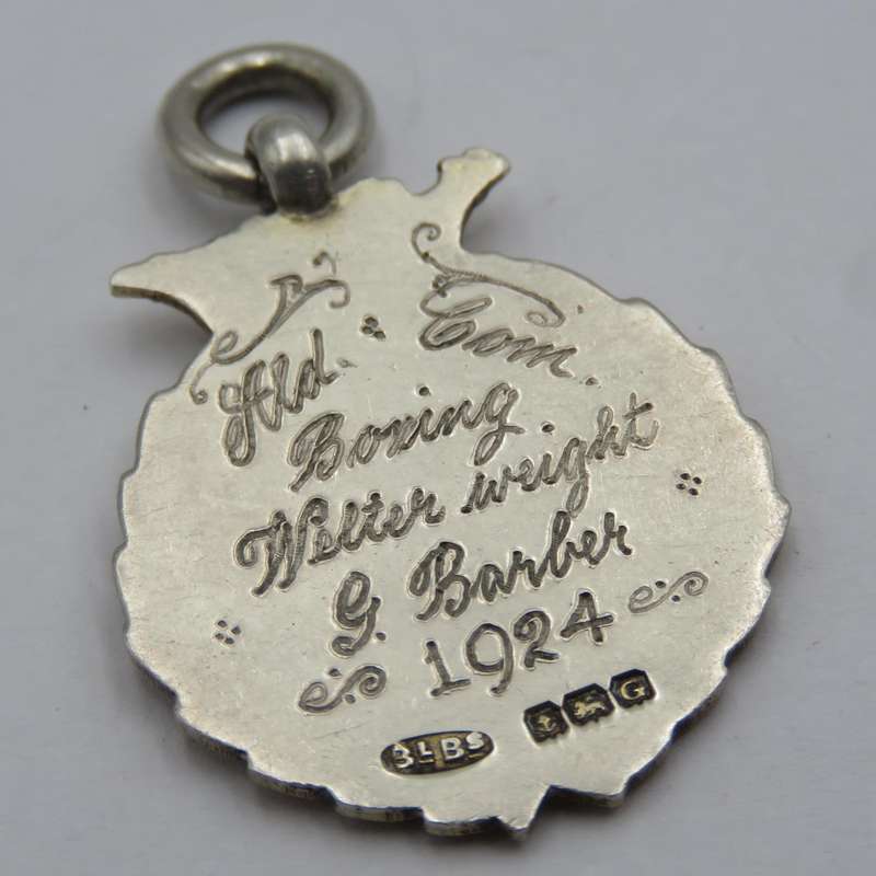 Antique Sterling silver with gold clad boxing medal issued to G Barker Welter-weight - weighs 7,0 g