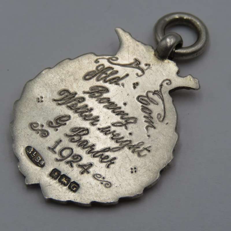Antique Sterling silver with gold clad boxing medal issued to G Barker Welter-weight - weighs 7,0 g