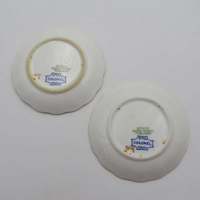 Pair of Vintage Small Spode Colonel pattern mini plates with CR initials