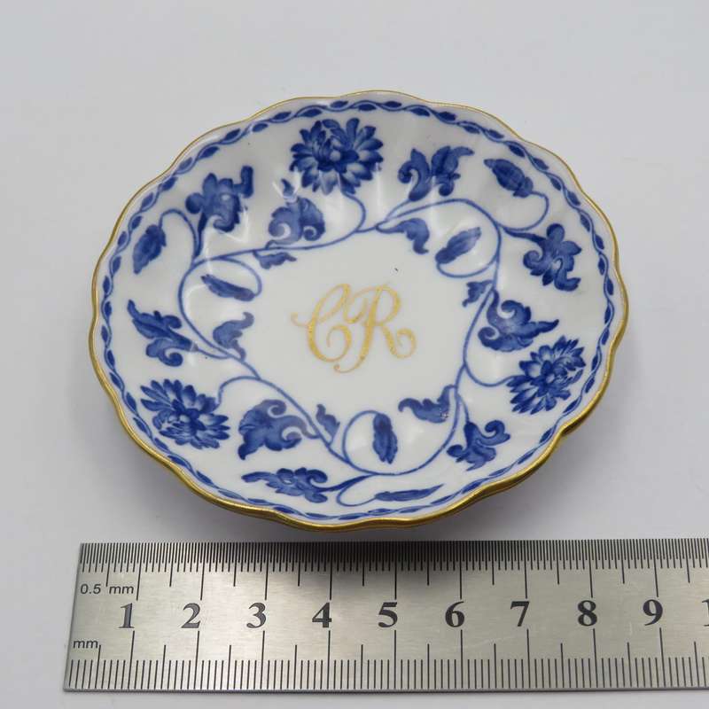 Pair of Vintage Small Spode Colonel pattern mini plates with CR initials