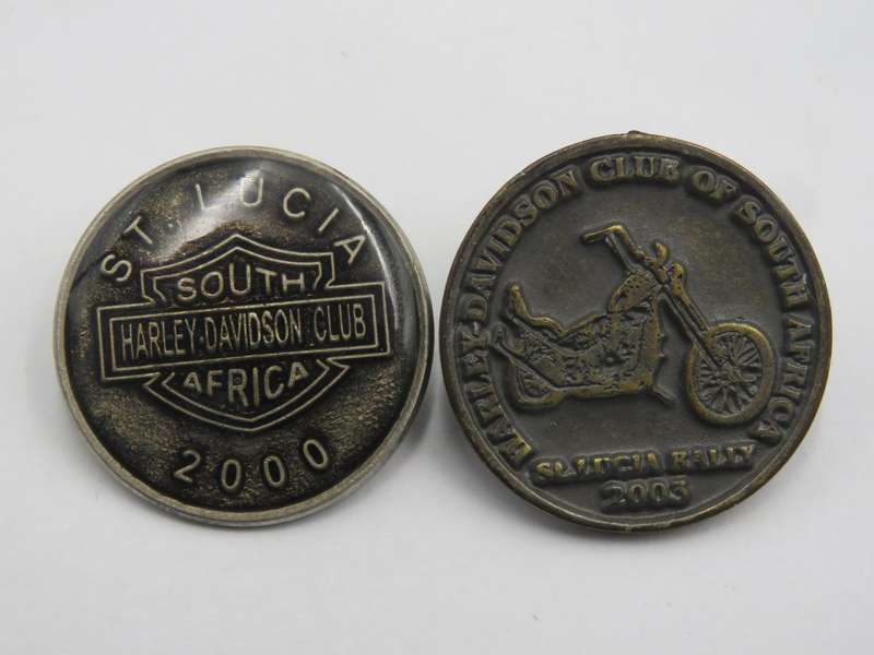 Harley Davidson 2000 & 2003 St Lucia Rally badges