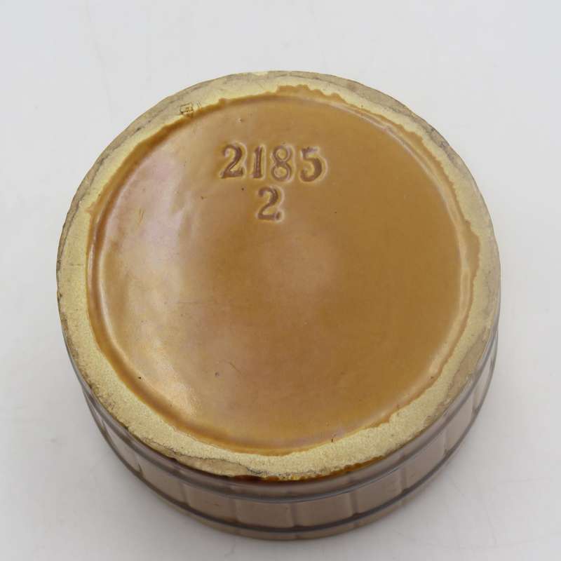 Vintage portuguese ceramic barrel shaped dish with lid