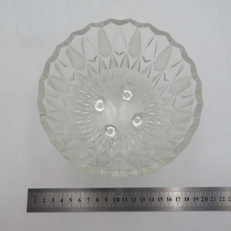 Vintage glass bowl with collection of mini glass vegetables - some has damage