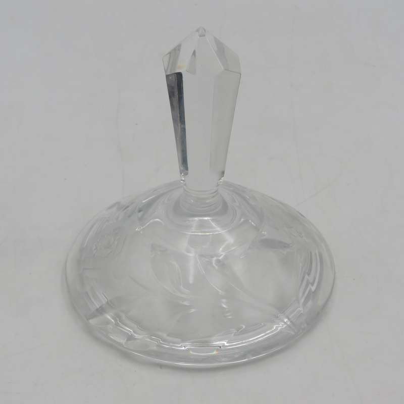 Vintage crystal glass trinket bowl with lid