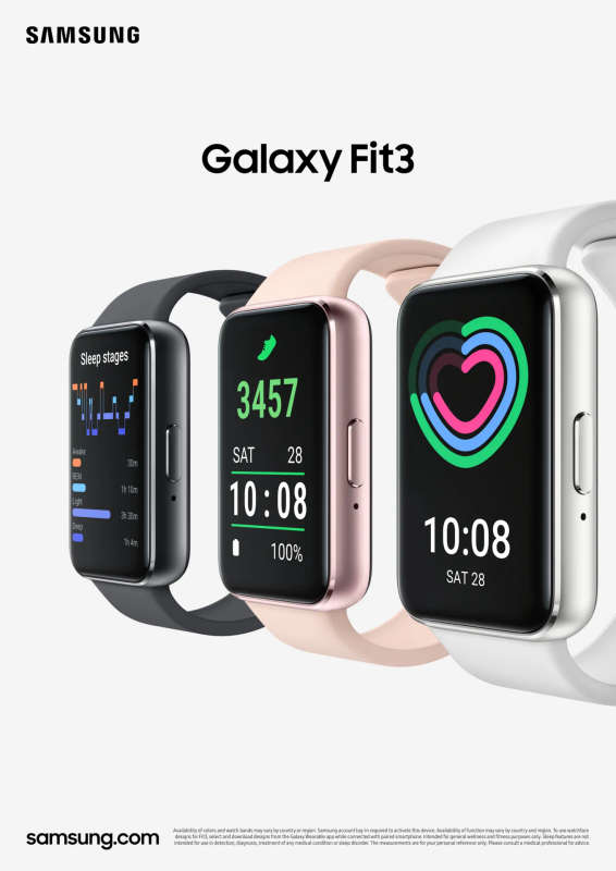 Samsung Galaxy Watch Fit 3 R750.00 colours Black Gold Silver