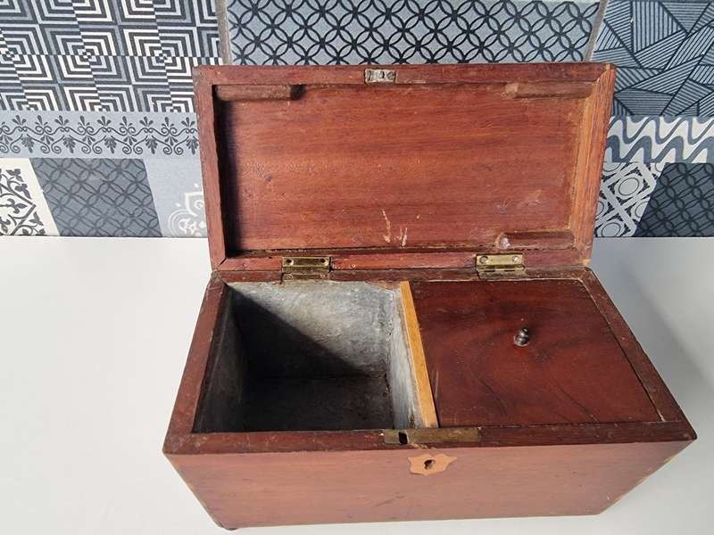 Antique Inlaid Wooden Tea Caddy
