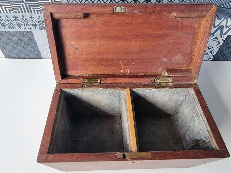 Antique Inlaid Wooden Tea Caddy