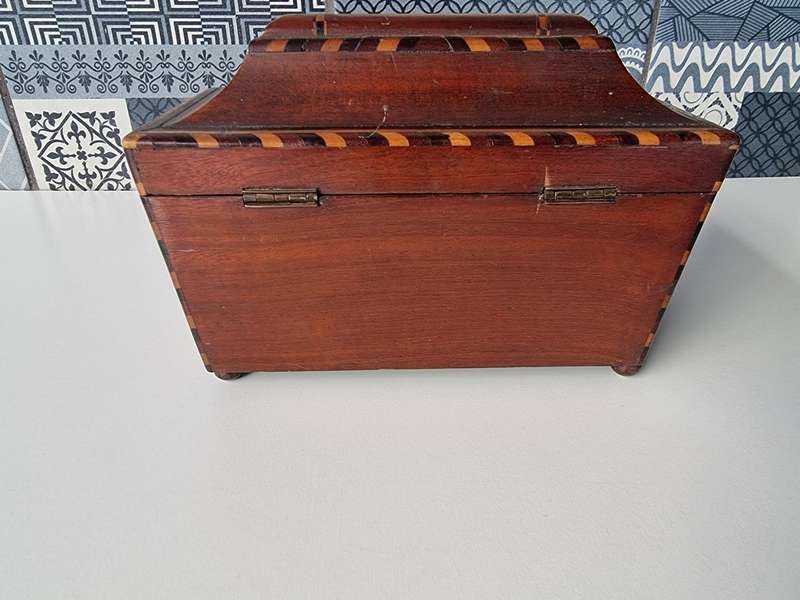 Antique Inlaid Wooden Tea Caddy