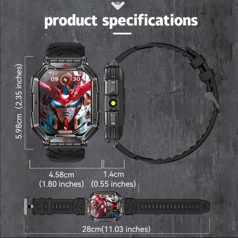 Sports Smart Watch, Ultra Clear, Large Screen, Long Life Battery(Comes with an additional Strap)