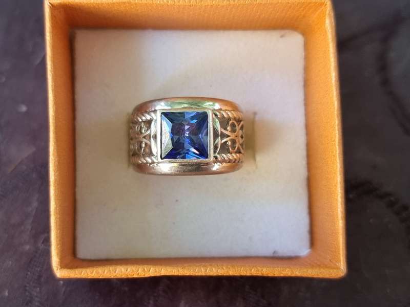 "Blue Sapphire" 925 Sterling Silver Dress Ring