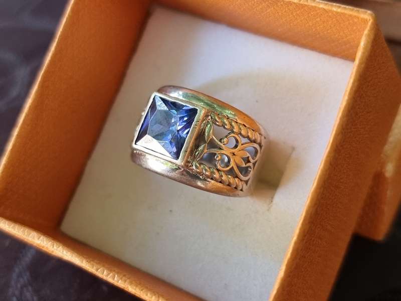 "Blue Sapphire" 925 Sterling Silver Dress Ring
