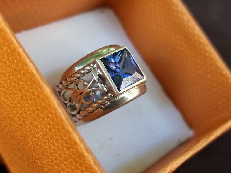 "Blue Sapphire" 925 Sterling Silver Dress Ring