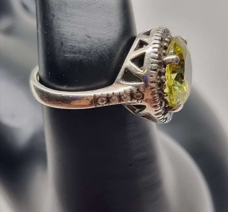 NATURAL "CITRINE" Cocktail Ring, Set in 925 "STERLING SILVER" (Genuine Silver.)