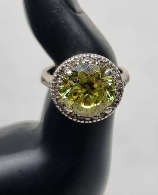 NATURAL "CITRINE" Cocktail Ring, Set in 925 "STERLING SILVER" (Genuine Silver.)
