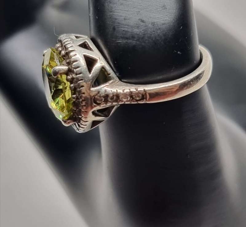 NATURAL "CITRINE" Cocktail Ring, Set in 925 "STERLING SILVER" (Genuine Silver.)