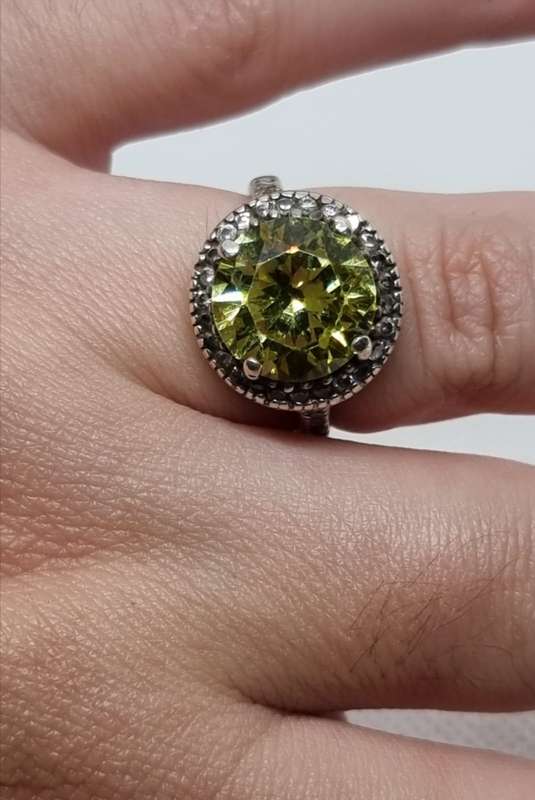 NATURAL "CITRINE" Cocktail Ring, Set in 925 "STERLING SILVER" (Genuine Silver.)