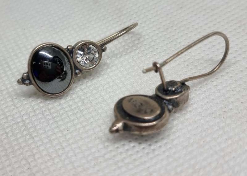 "DESIGNER" MIGLIO" ONYX / CZ 925 Sterling Silver Earrings.( Genuine Silver. )