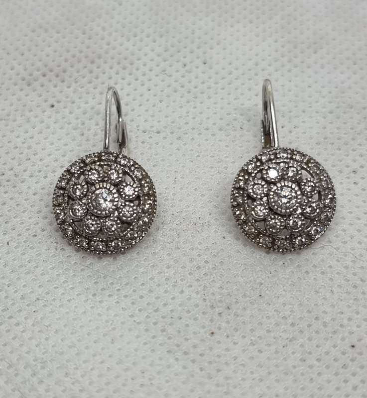 925 Sterling Silver "CLUSTER DROP" Earrings.( Genuine Silver.)