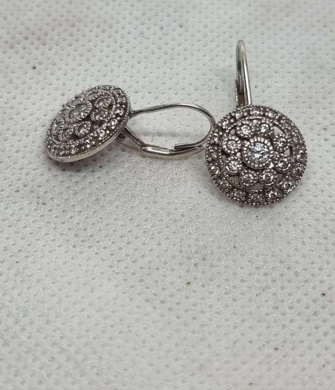 925 Sterling Silver "CLUSTER DROP" Earrings.( Genuine Silver.)