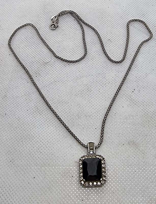 " BLACK GARNET" Silver Pendant Set On "POPCORN 925 STERLING" silver Chain ( Genuine Silver)