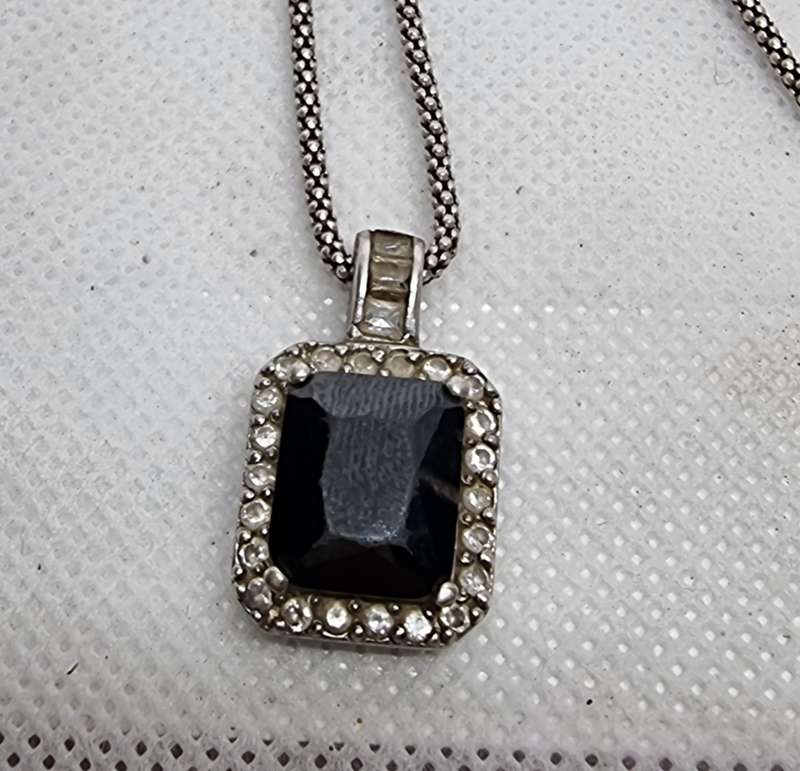 " BLACK GARNET" Silver Pendant Set On "POPCORN 925 STERLING" silver Chain ( Genuine Silver)